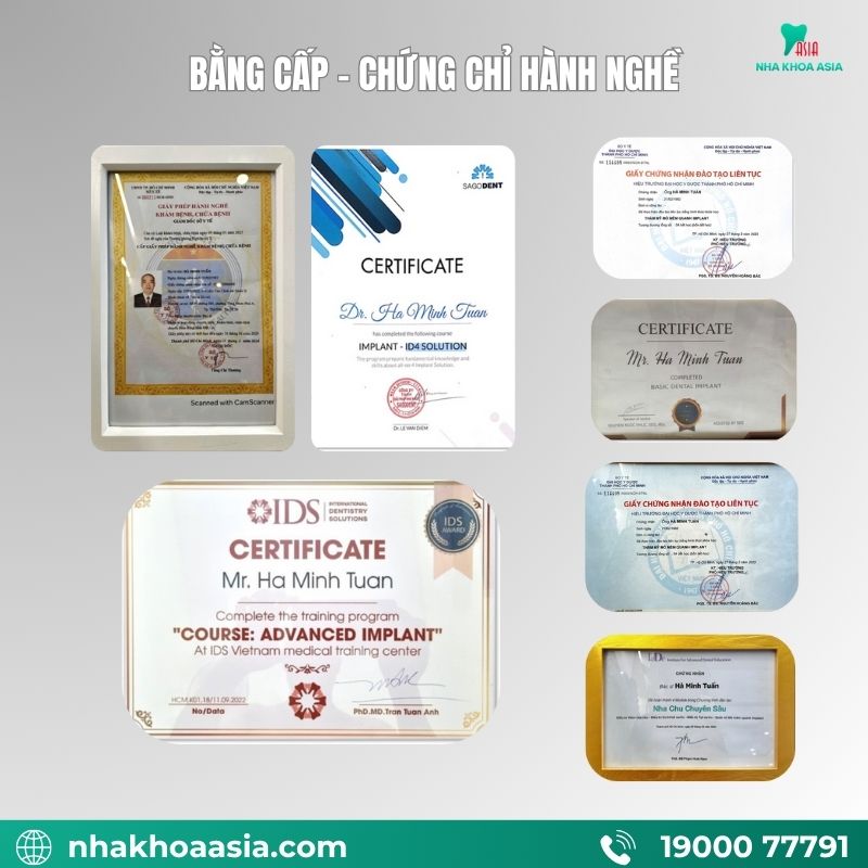 Bằng cấp và chứng chỉ hành nghề của bác sĩ Hà Minh Tuấn