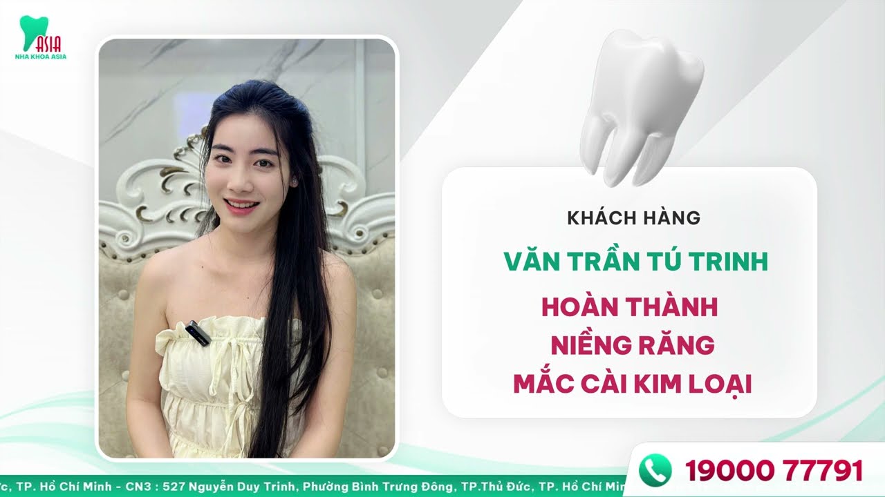 Khách hàng Văn Trần Tú Trinh hoàn thành niềng răng mắc cài kim loại