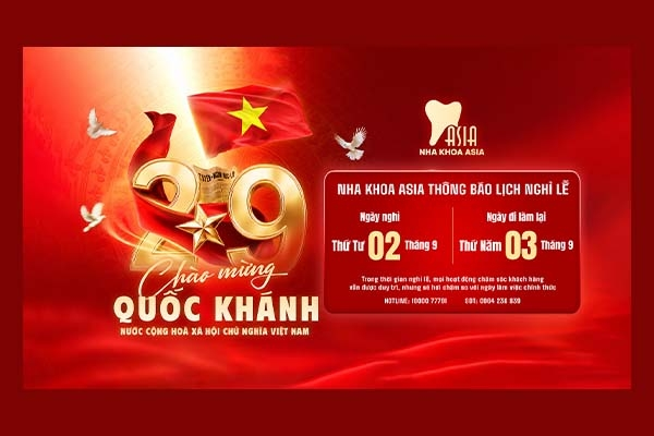 Thông Báo Lịch Nghỉ Lễ Quốc Khánh 2/9 – Hệ Thống Nha Khoa Asia 2026